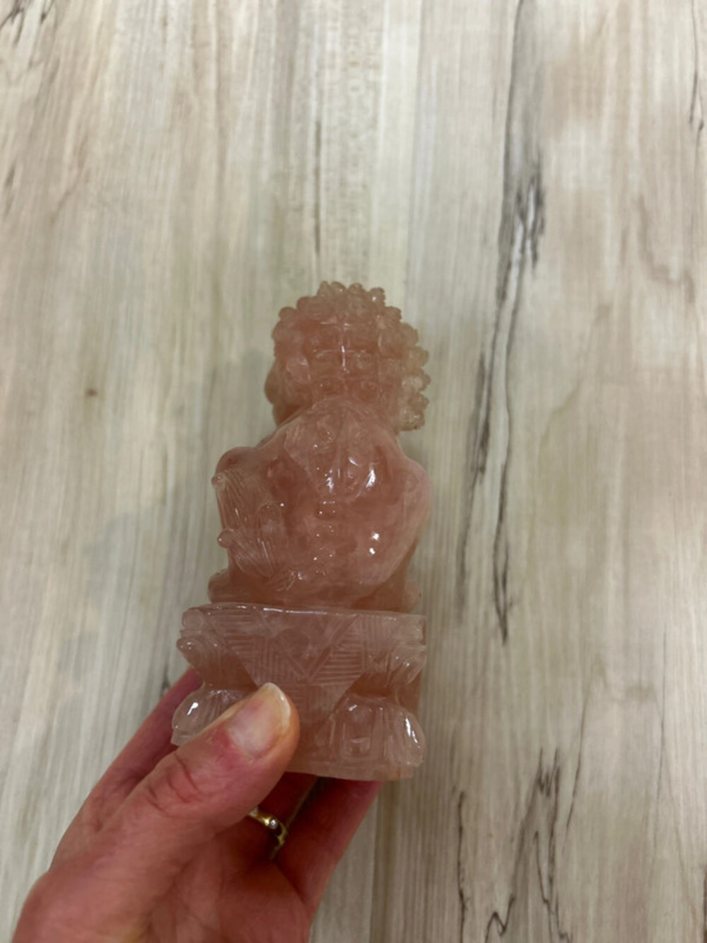 Vintage Carved Chinese Dark Rose Quartz Foo Dog image 3